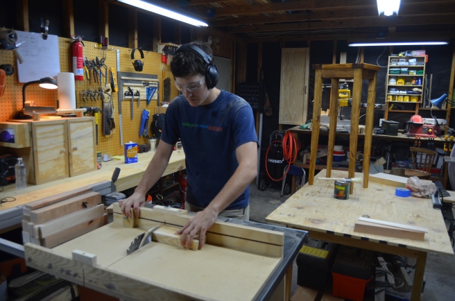 Burch uses his woodworking skills to solve problems in lab as well as in life in his workshop.